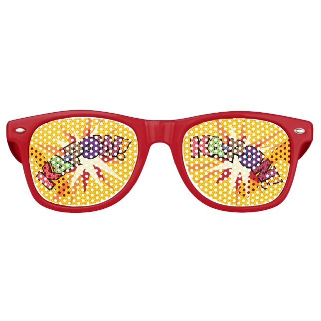 Funny Modern Comic Book KA-POW Retro Sunglasses (Front)