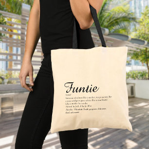 Funny Modern Cool Funtie Aunt Auntie Definition Tote Bag