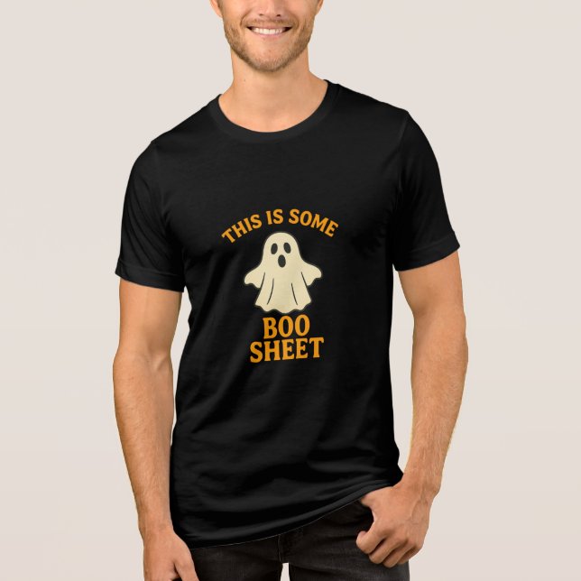 Funny Modern Cute Halloween Boo Sheet Ghost Tri-Blend Shirt (Front)