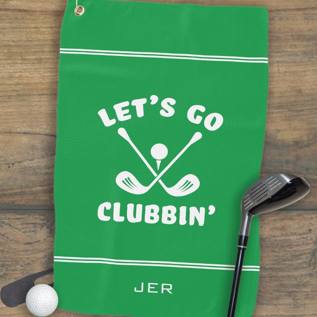 Funny Modern Golf Club Humour Golfer Sports Green Golf Towel (Funny Modern Golf Club Humor  Crossed Clubs Golfer Sports Classic Kelley Green Golf Towel)