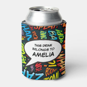 Funny Modern Personalised Speech Bubble Can Cooler