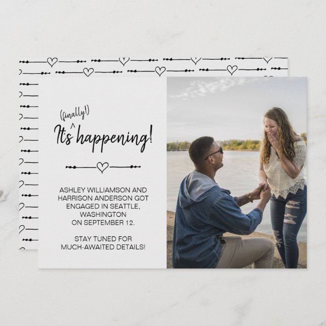 Funny Modern Photo Finally Happening Engagement  Invitation (Front/Back)