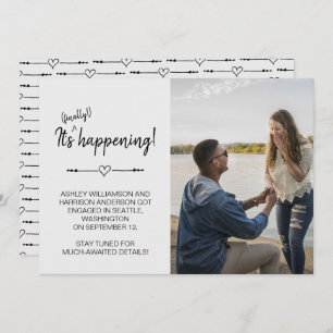 Funny Modern Photo Finally Happening Engagement Invitation