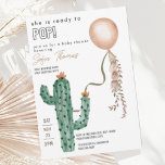 Funny Modern Ready to Pop Ballon Baby Shower  Invitation<br><div class="desc">This dessert chic baby shower invitation will set the theme for a trendy party. The gender neutral colours make the invite perfect for baby boy and baby girls showers. This design is filled with bohemian elements and showcases a fun ballon tied up to a cactus tree. A funny and modern...</div>
