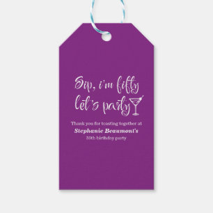 Funny Modern Sip I'm Fifty Woman's 50th Birthday Gift Tags