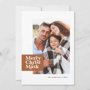 Funny modern typography covid christ mask photo holiday card