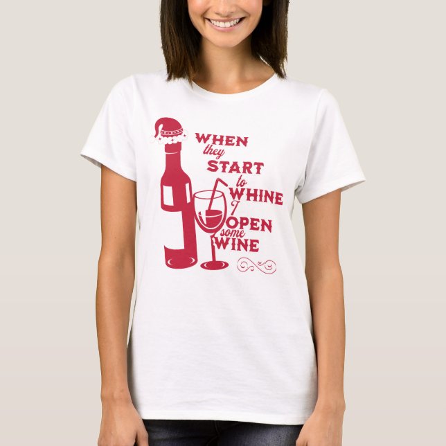 Funny Mom Holiday Wine T-Shirt (Front)