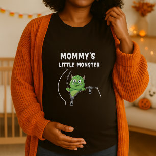 Funny Mommy Little Monster Peekaboo Pregnant T-Shirt