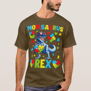 Funny Momsaurus Autism Awareness Day Dinosaur Mum T-Shirt