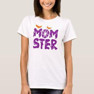 Funny "Momster" Dripping Letters Halloween Mum T-Shirt