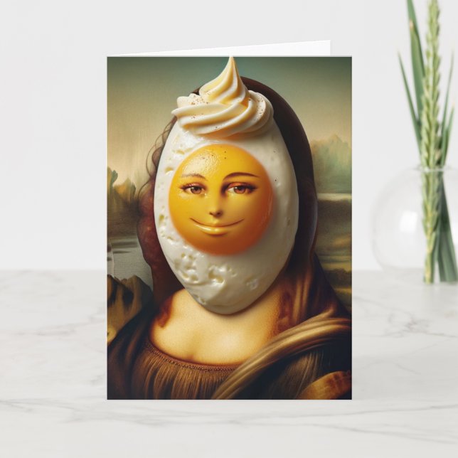 Funny Mona and a Happy Egg on Her Face Card (Front)