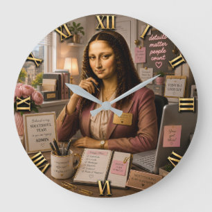 Funny Mona Lisa Administrative Assistant Office  Large Clock