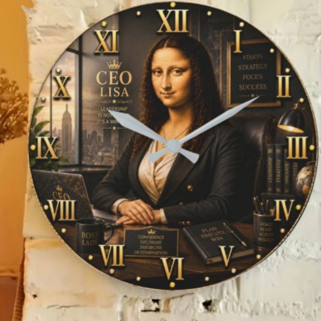 Funny Mona Lisa CEO Lisa Executive Office Decor Large Clock (Creator Uploaded)
