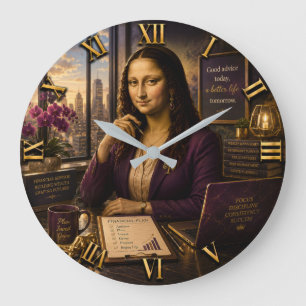 Funny Mona Lisa Financial Advisor Office Decor Large Clock