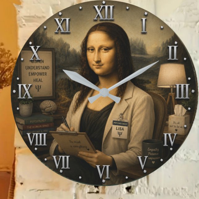 Funny Mona Lisa Psychologist Therapist Office  Large Clock (Creator Uploaded)
