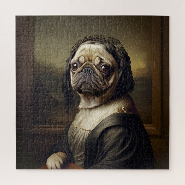 Funny Mona Lisa Pug Jigsaw Puzzle (Vertical)