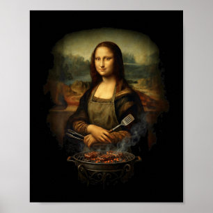 Funny Mona Lisa Tmaster Bbq Smoker Grill Party Poster