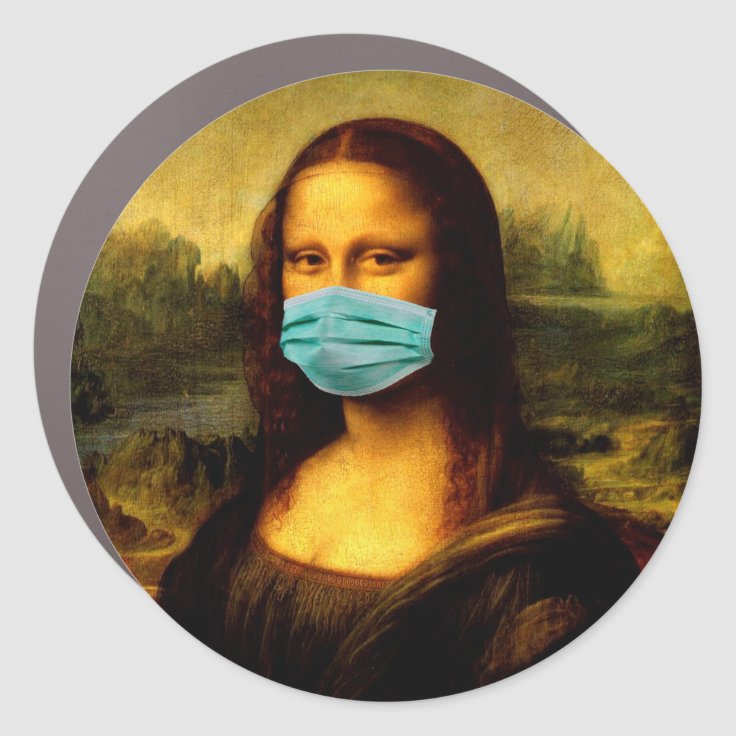 Funny Mona Lisa Too Wear Mask |Pandemic |Memes Car Magnet 