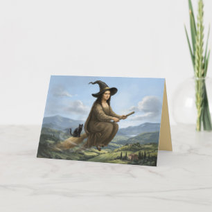 Funny Mona Lisa Witch Halloween Card