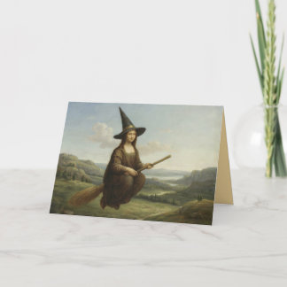 Funny Mona Lisa Witch Halloween Card