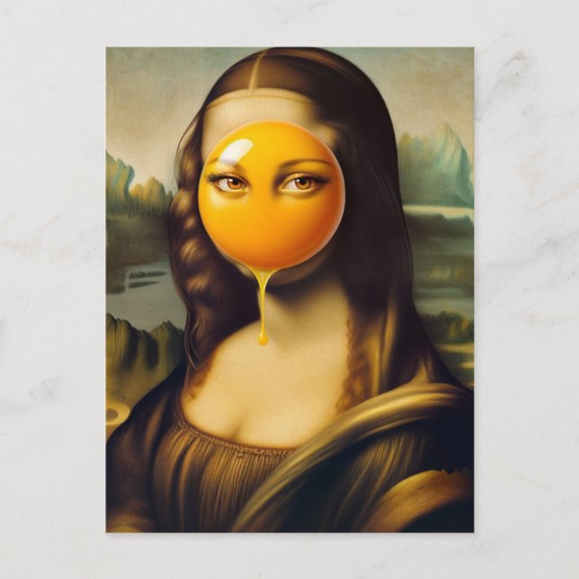 Funny Mona With Egg on Her Face Her Eyes  Postcard (Front)