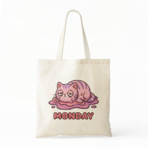 Funny Monday Meltdown Pink Cat Tote Bag