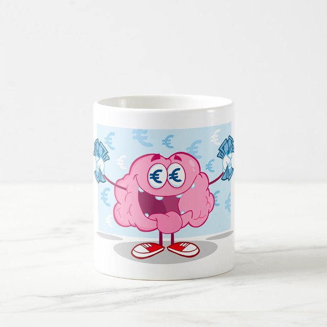Funny Money Brain Cartoon Euro Cash Lover  Coffee Mug (Creator Uploaded)