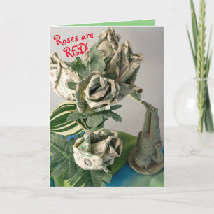 Funny money green paper roses humour birthday card
