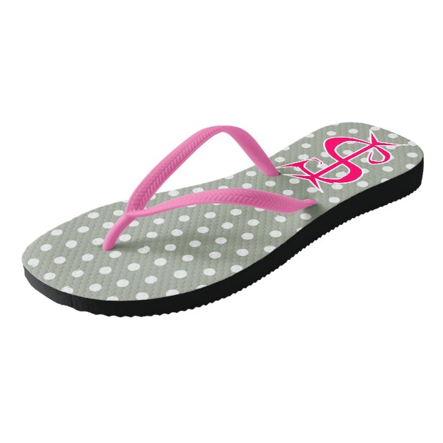 Funny Money Pink Dollar Sign Dot Print Flip Flops (Angled)