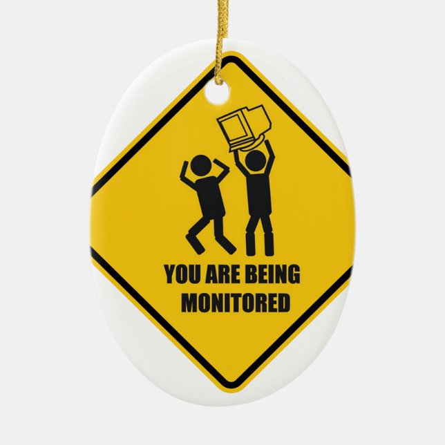 Funny Monitored Ceramic Tree Decoration (Front)