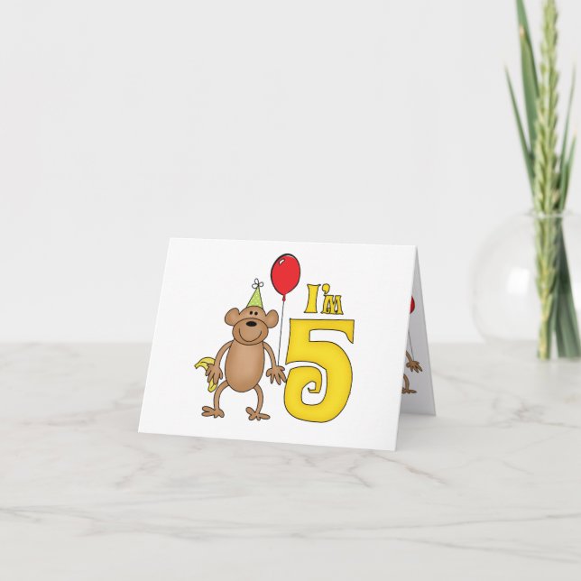 Funny Monkey 5th Birthday Invitation (Front)