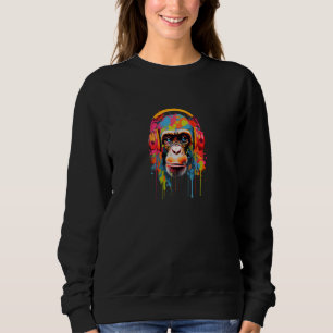 Funny Monkey 60s 70s Groovy Gorilla, Hippie Ape, C Sweatshirt