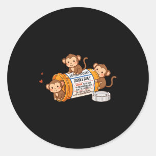 Funny Monkey Anti Depressant Zoo Boys Girls Kids P Classic Round Sticker