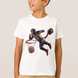 Funny Monkey Athlete Tail Slam Dunk Basketball T-Shirt