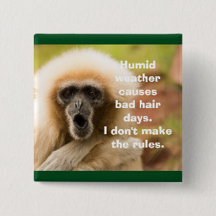 Funny Monkey Bad Hair Day 15 Cm Square Badge
