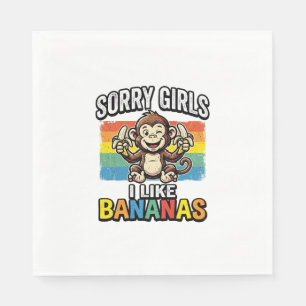 Funny Monkey Banana Vintage Engraving Shirt Design Napkin