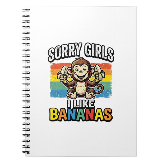 Funny Monkey Banana Vintage Engraving Shirt Design Notebook (Front)