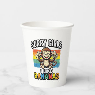 Funny Monkey Banana Vintage Engraving Shirt Design Paper Cups