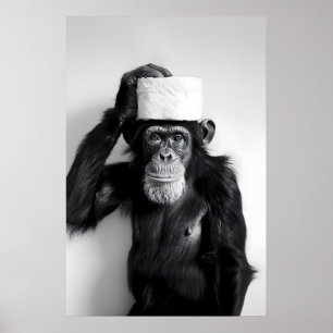 Funny Monkey Bathroom Print Vintage Animal Photo