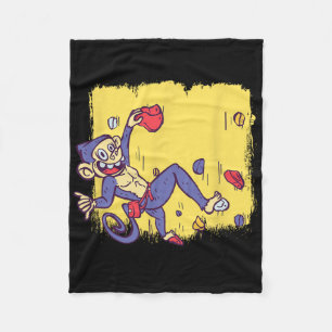 Funny Monkey Bouldering And Rock Climbing  Fleece Blanket