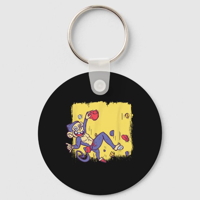 Funny Monkey Bouldering And Rock Climbing  Key Ring (Front)