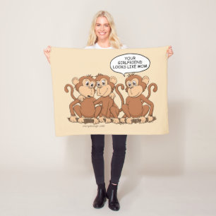 Funny Monkey Cartoon Design Fleece Blanket
