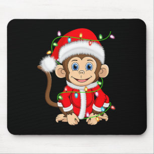 Funny Monkey Christmas Lights Santa Costume Cute A Mouse Pad