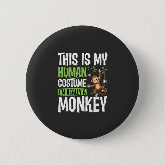 Funny Monkey Costume Halloween Vector 6 Cm Round Badge (Front)