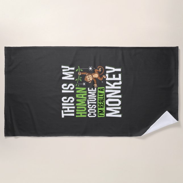 Funny Monkey Costume Halloween Vector Beach Towel (Front)