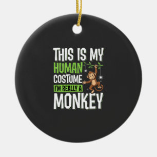 Funny Monkey Costume Halloween Vector Ceramic Tree Decoration