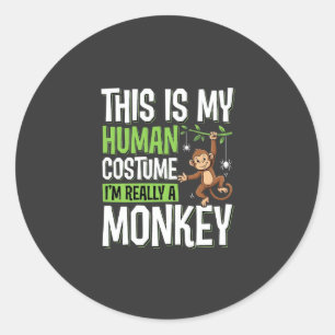 Funny Monkey Costume Halloween Vector Classic Round Sticker