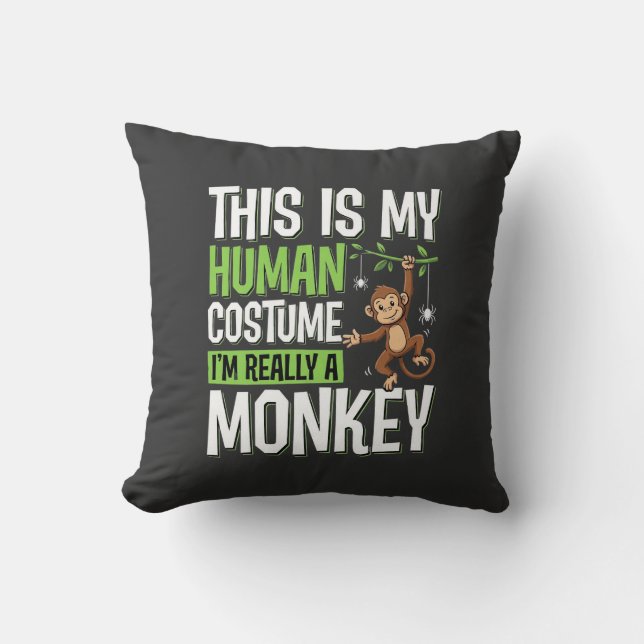 Funny Monkey Costume Halloween Vector Cushion (Front)