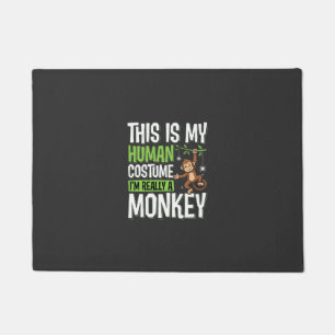 Funny Monkey Costume Halloween Vector Doormat
