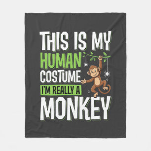Funny Monkey Costume Halloween Vector Fleece Blanket